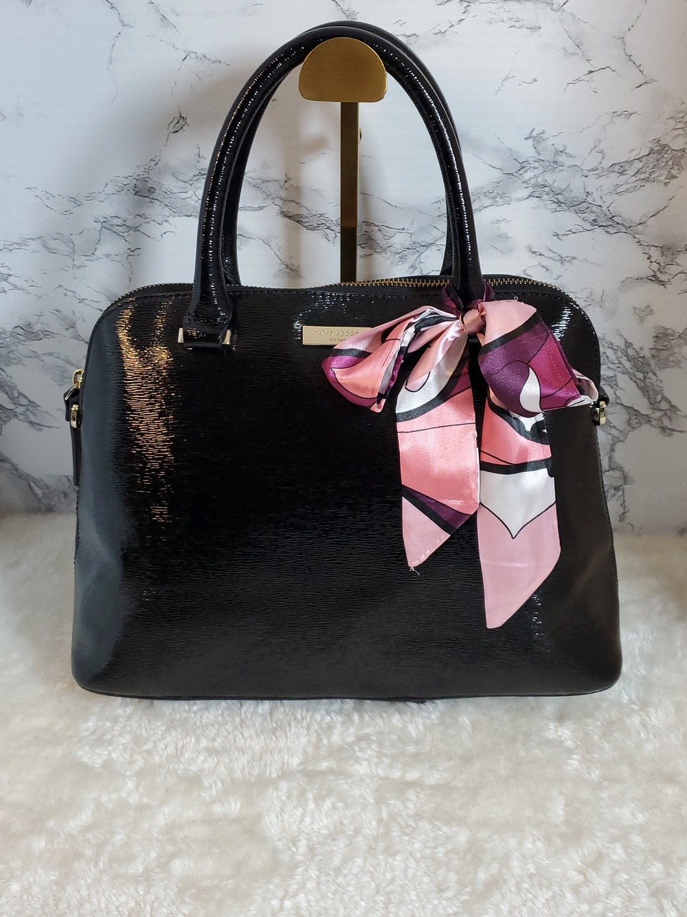 Kate Spade Black Patent Leathet Crossbody/Satchel EUC